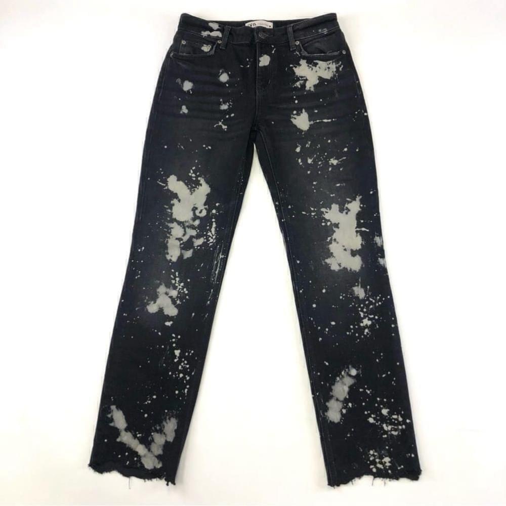 Zara black acid wash raw hem jeans Size 4